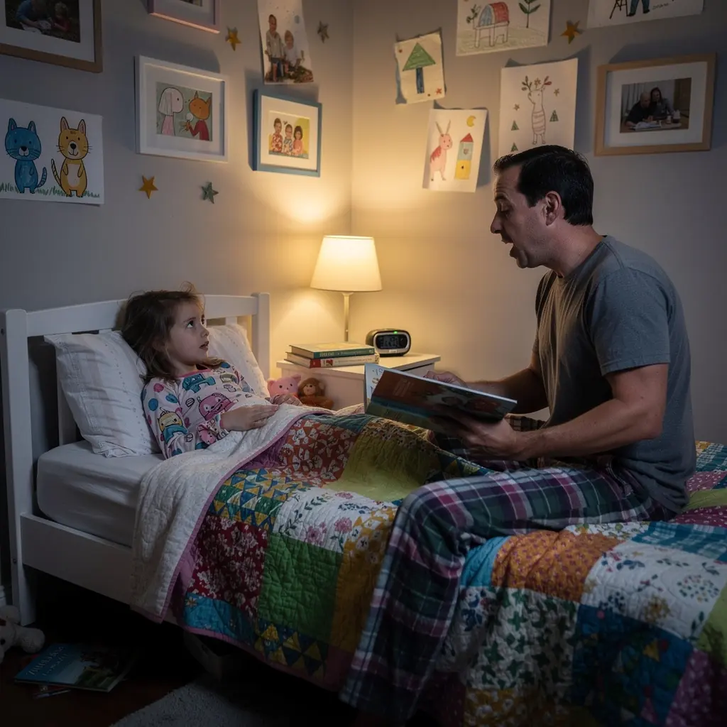 Rodina se účastní společné aktivity, jako je malování na plátno.