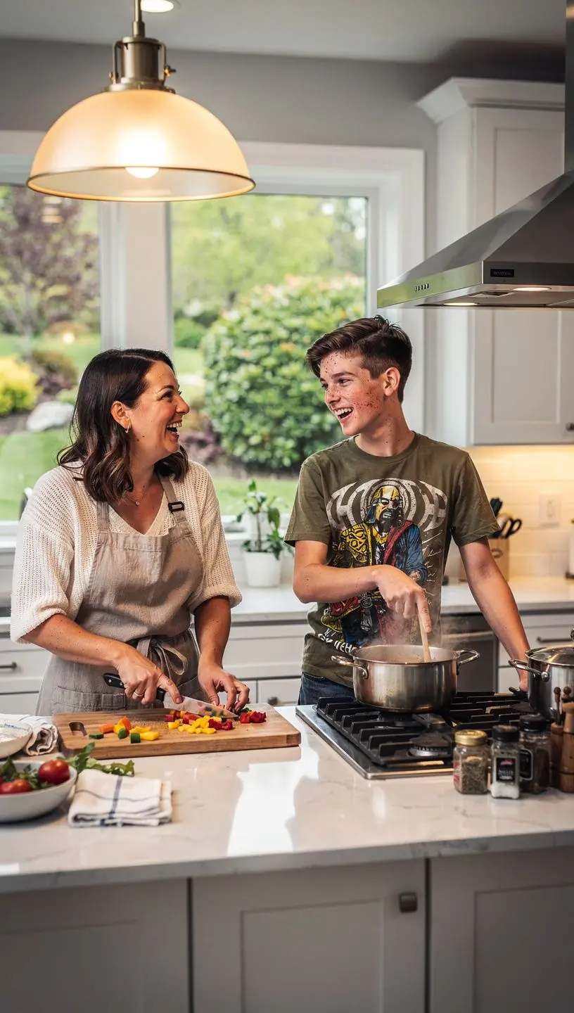 Otec a syn skládají puzzle na stole v dětském pokoji.